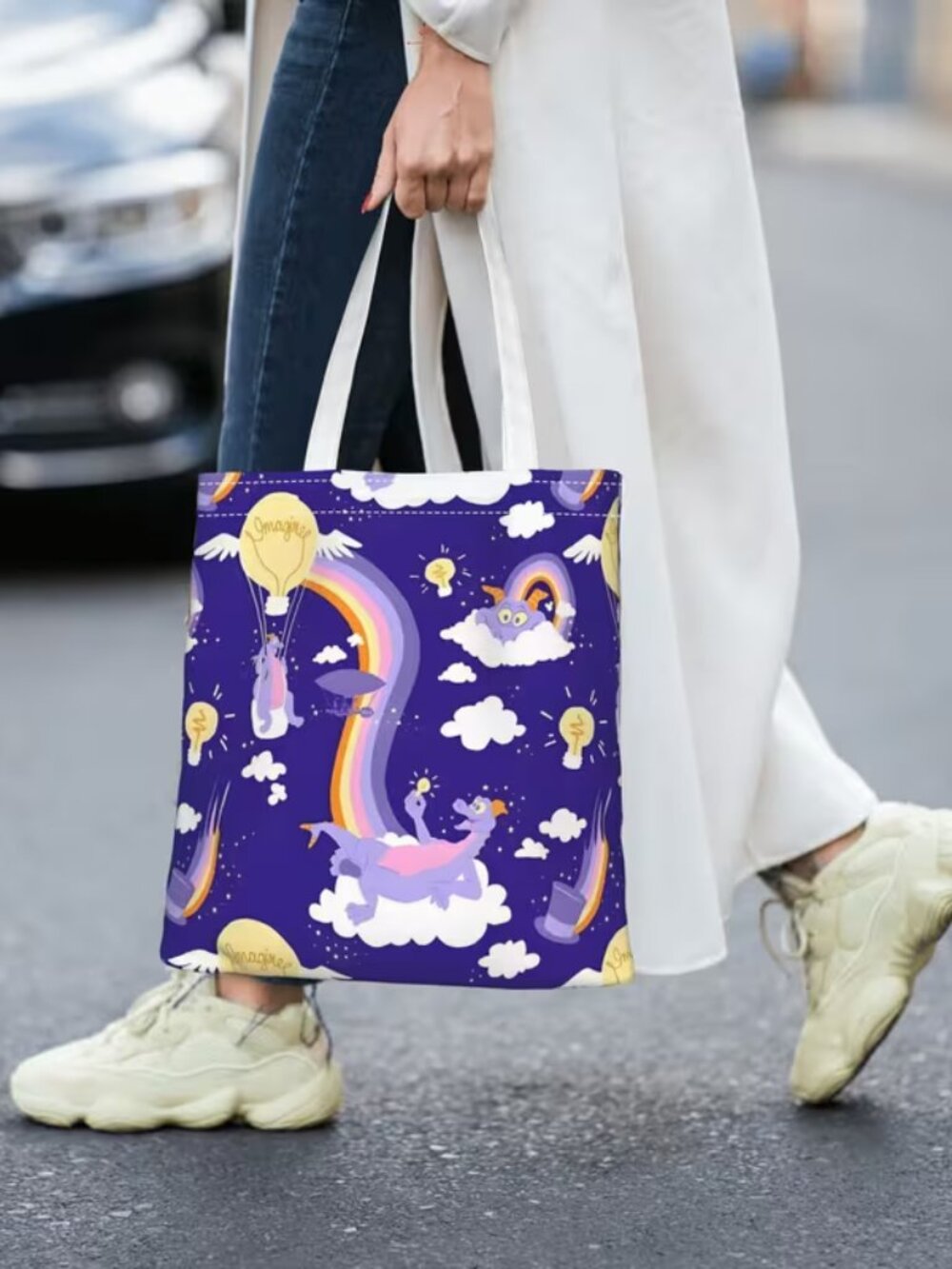 Disney Figment Dragon Canvas Tote Bag Double Sided epcot parks Tote Epcot